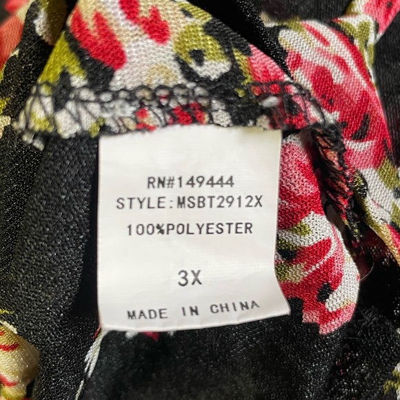 Siren Lily Black Floral Sleeveless Blouse SZ - 3X - Picture 5 of 5